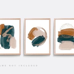 Set of 3 Prints, Abstract Wall Art Prints, Minimalist Prints, Teal Art Prints, Bathroom wall art, Living room decor art, wash room print