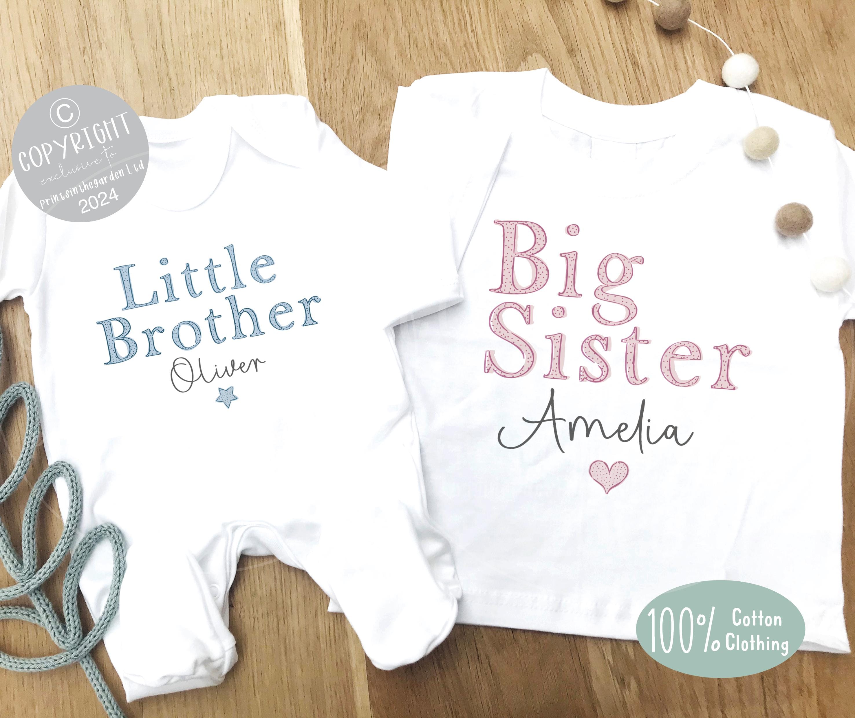 Siblings matching t-shirt and baby grow, New baby, Gift for Brother, new big brother gift, Matching clothes for siblings, personalised top