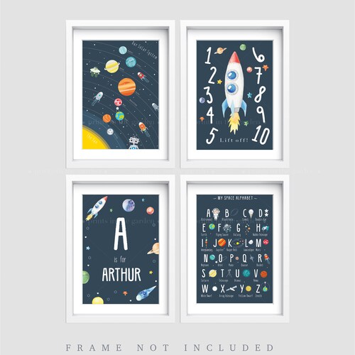 Space Nursery Print Set of 3 Prints Nursery Wall Art Space Etsy