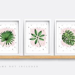 Plant wall art, Set of 3 prints, Leafy nursery decor, botanical print, Tropical leaf print, green abstract print, Plant art, Leaf print