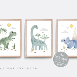 Dinosaur nursery print, Dinosaur wall art, Blue nursery decor, Boys nursery art, Boy bedroom print, Dinosaur decor, Dinosaur bedroom