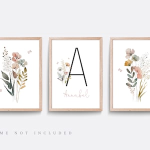 Wildflower nursery print, Set of 3 prints, Pink nursery decor, Floral  print, Girl bedroom art, Teen girl art, Dorm room prints