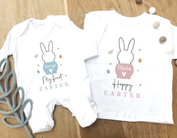 Kids Easter Outfits Siblings Matching T shirt and Baby Grow