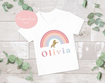 Personalized Girls Unicorn T-shirt: Rainbow Birthday Keepsake