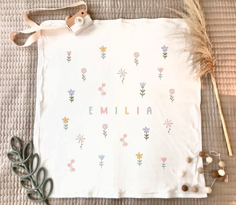 Personalised baby blanket, Floral baby gift, Personalised Baby gift, new baby gift, Wildflower nursery decor 