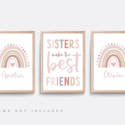 Two Sisters Wall Art Sisters Print for Pink Nursery Etsy