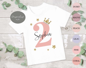 Personalized Birthday T-shirt: Cotton Keepsake Tee, Girls 1st 2nd Birthday