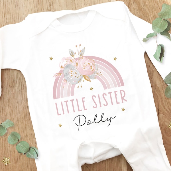 Personalised Sleepsuit, Little Sister Baby Grow,  Pyjamas, New baby gift,  Outfit for baby, Going home outfit, Little Sister gift, Baby girl