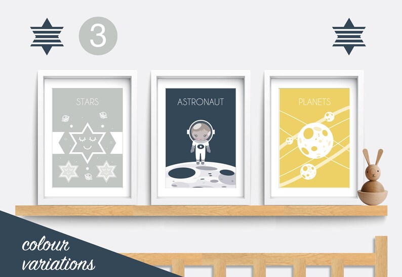 Baby girl gift. Nursery wall art Baby nursery print Baby nursery decor Baby boy gift Set of 3 Baby Nursery prints Space themed nursery