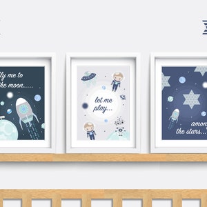 Space Nursery Wall Art. Set of 3 Nursery Prints. Fly Me to the Moon ...