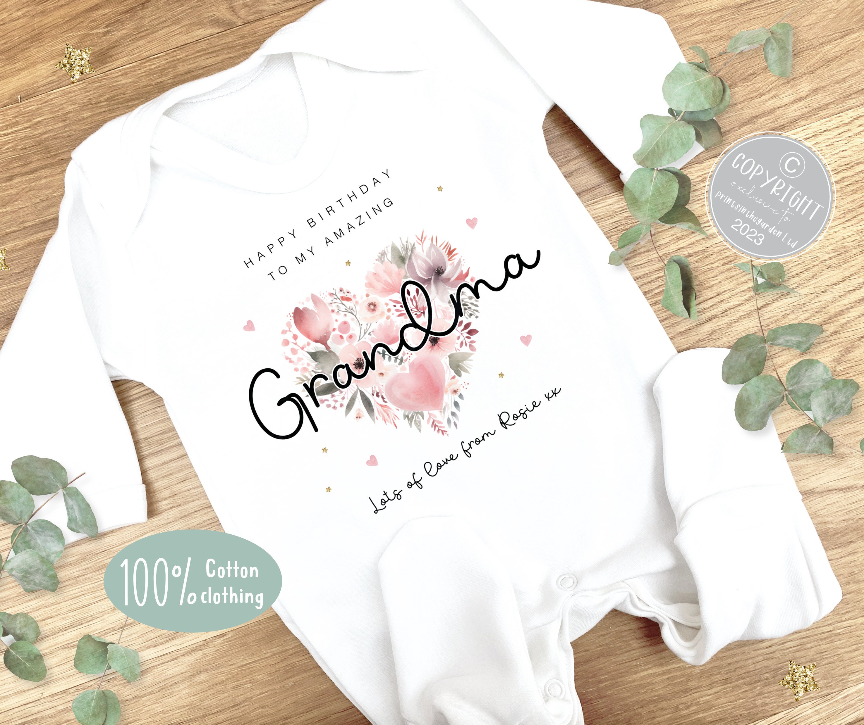 Attitude Baby 'Grandmas Little Lovebug' Baby Grow - Pink Cotton Bodysuit For Girls (New With Tags) - View #3