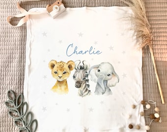 Personalized Safari Baby Blanket: Cotton Nursery Decor