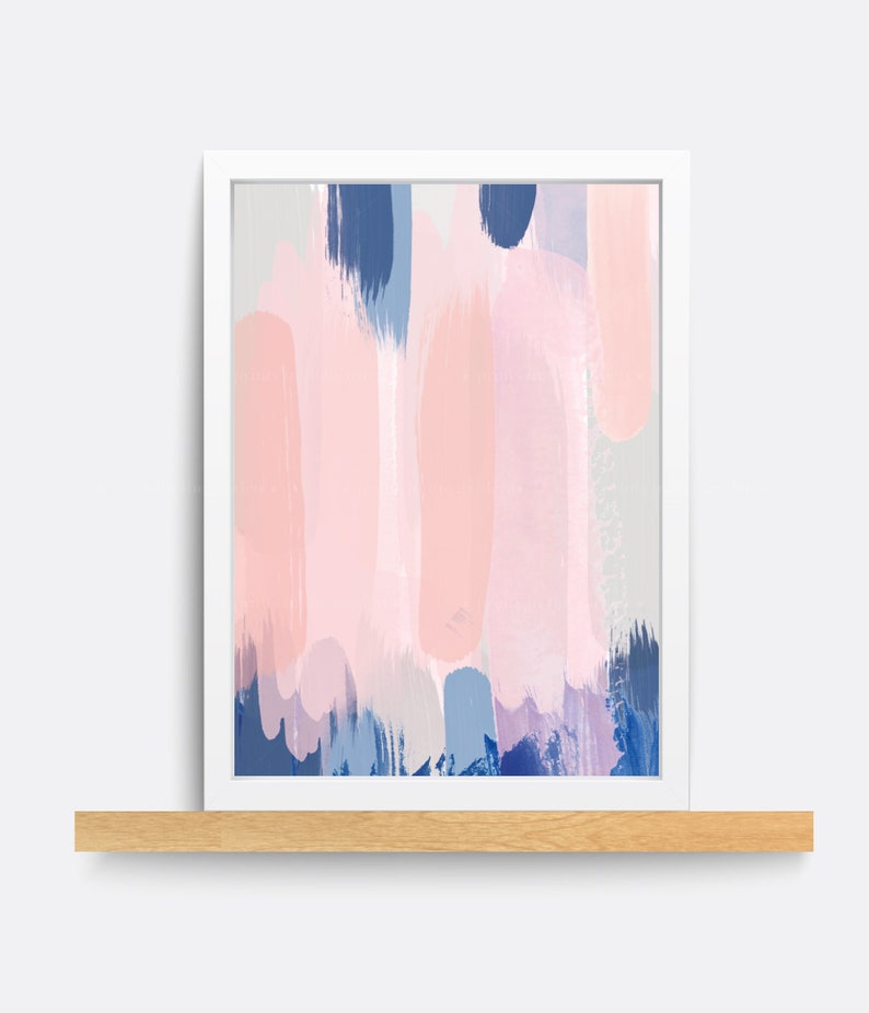 Abstract Wall Art Pink and Blue Art Minimalist Print Home Etsy
