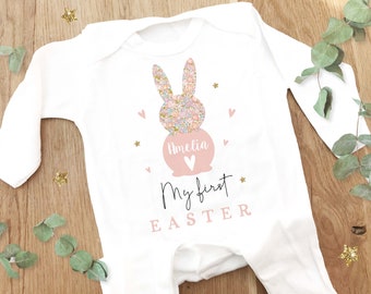 Personalised First Easter Sleepsuit, 1st Easter Baby Grow,  Pyjamas,  Babies 1st Easter Gift Idea,  Easter Outfit for baby, Easter bunny