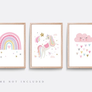 Set of Personalised Unicorn Prints , Girls Wall Art , Unicorn Room