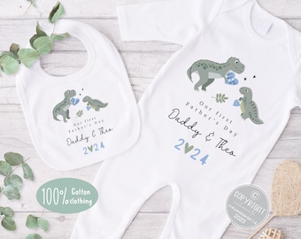 First Father's Day Sleepsuit, Personalized Baby Grow & Bib Set