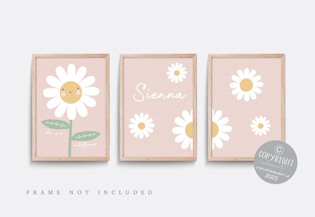 Daisy Nursery Print Set: Floral Girl Bedroom Art - Etsy