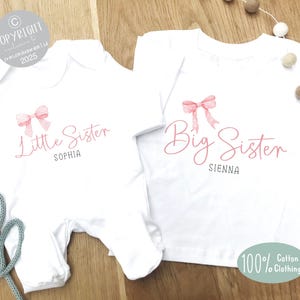 Siblings matching t-shirt and baby grow, New baby, Gift for Sisters, new big sister gift, Matching clothes for siblings, personalised top