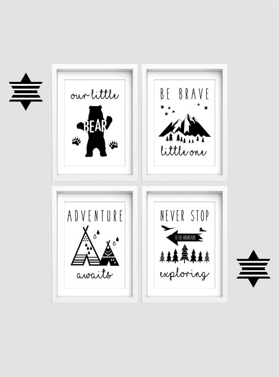 Nursery Wall Art Set Of 4 Outdoor Nursery Prints Mountain Etsy