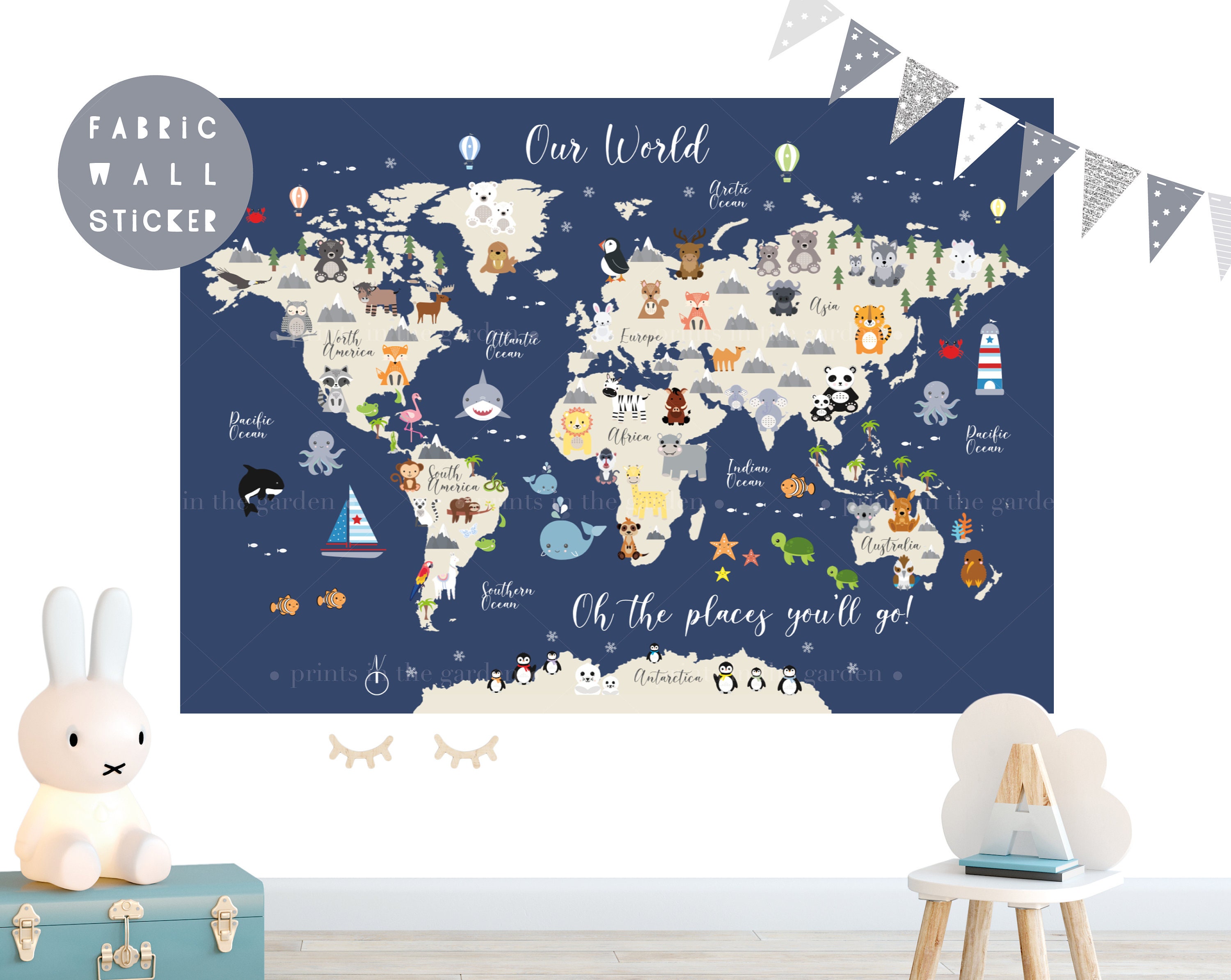Animal World Map Wall Sticker Wall Decal Nursery Wall Etsy UK