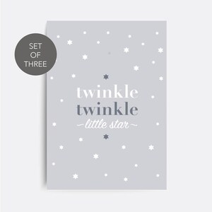 Nursery Wall Art, Set of 3 Star Prints, Twinkle Twinkle Little Star ...