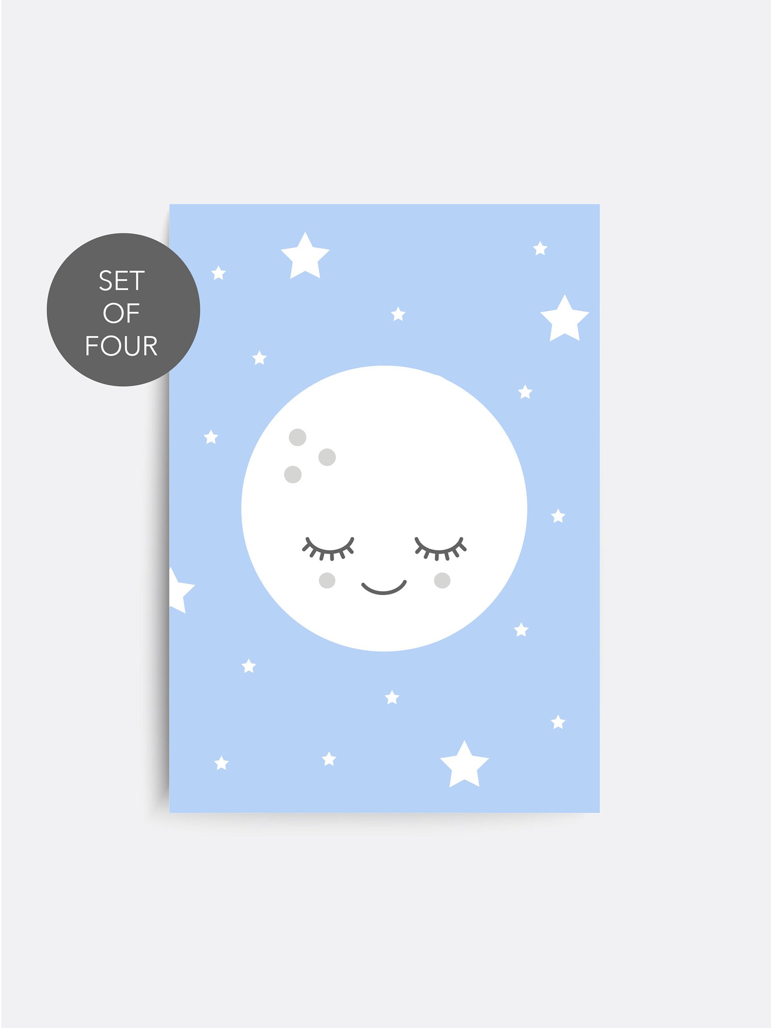 Moon and star nursery print Set of 4 Nursery prints Star Etsy
