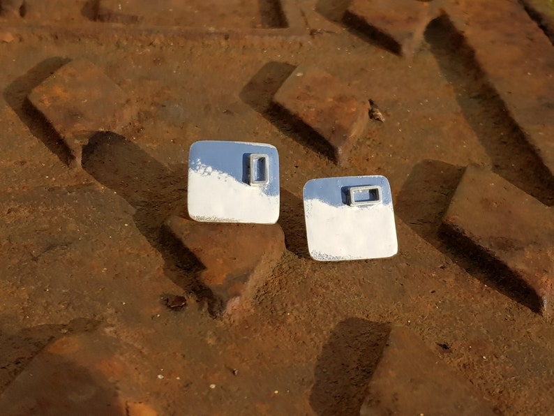 Enamel Earrings Urban Jewellery Colour Earrings,Sterling Silver Earrings Unusual Earrings Blue Earrings Something Blue Unique Earrings