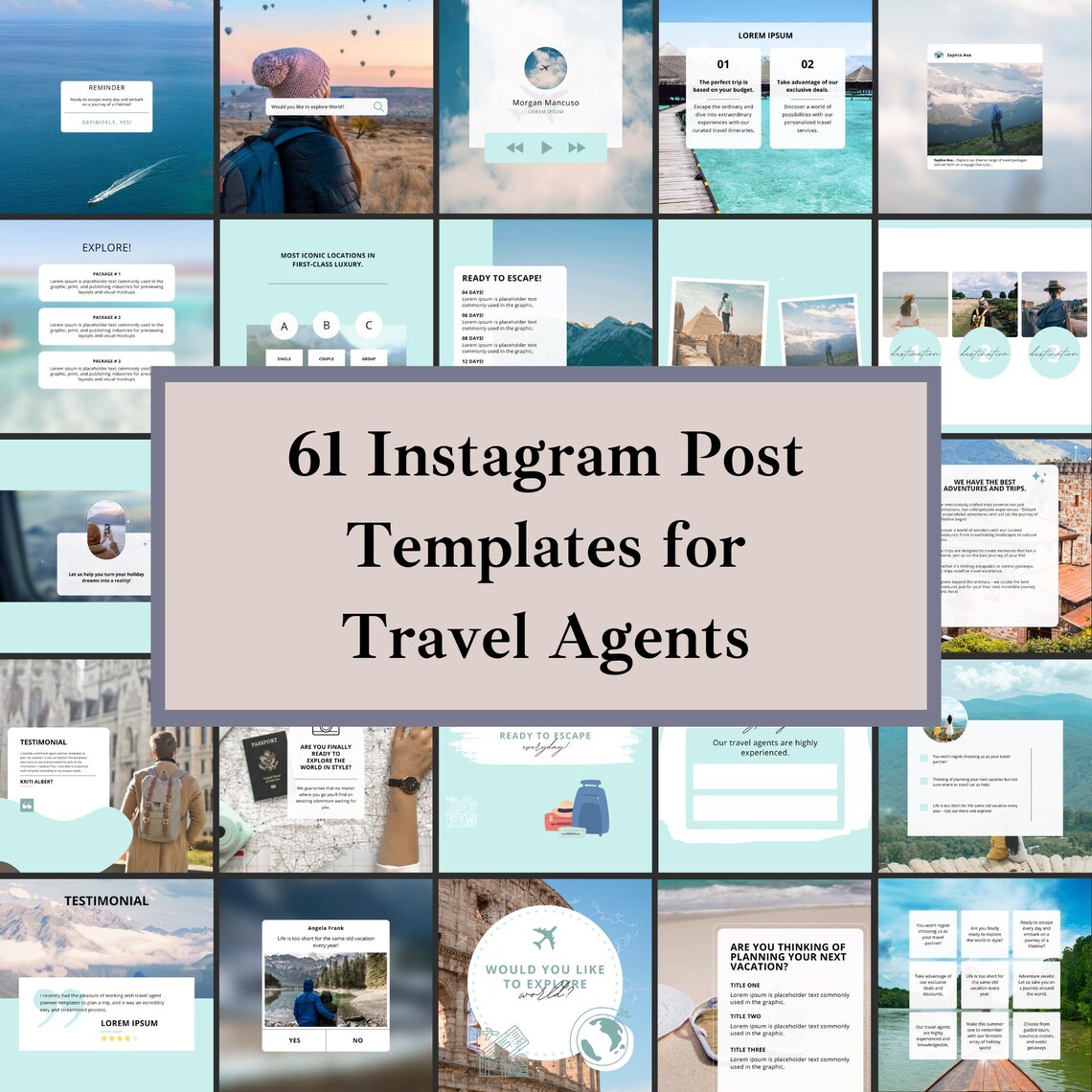 Travel Agent Instagram Post Templates: Customizable Canva Kit - Etsy