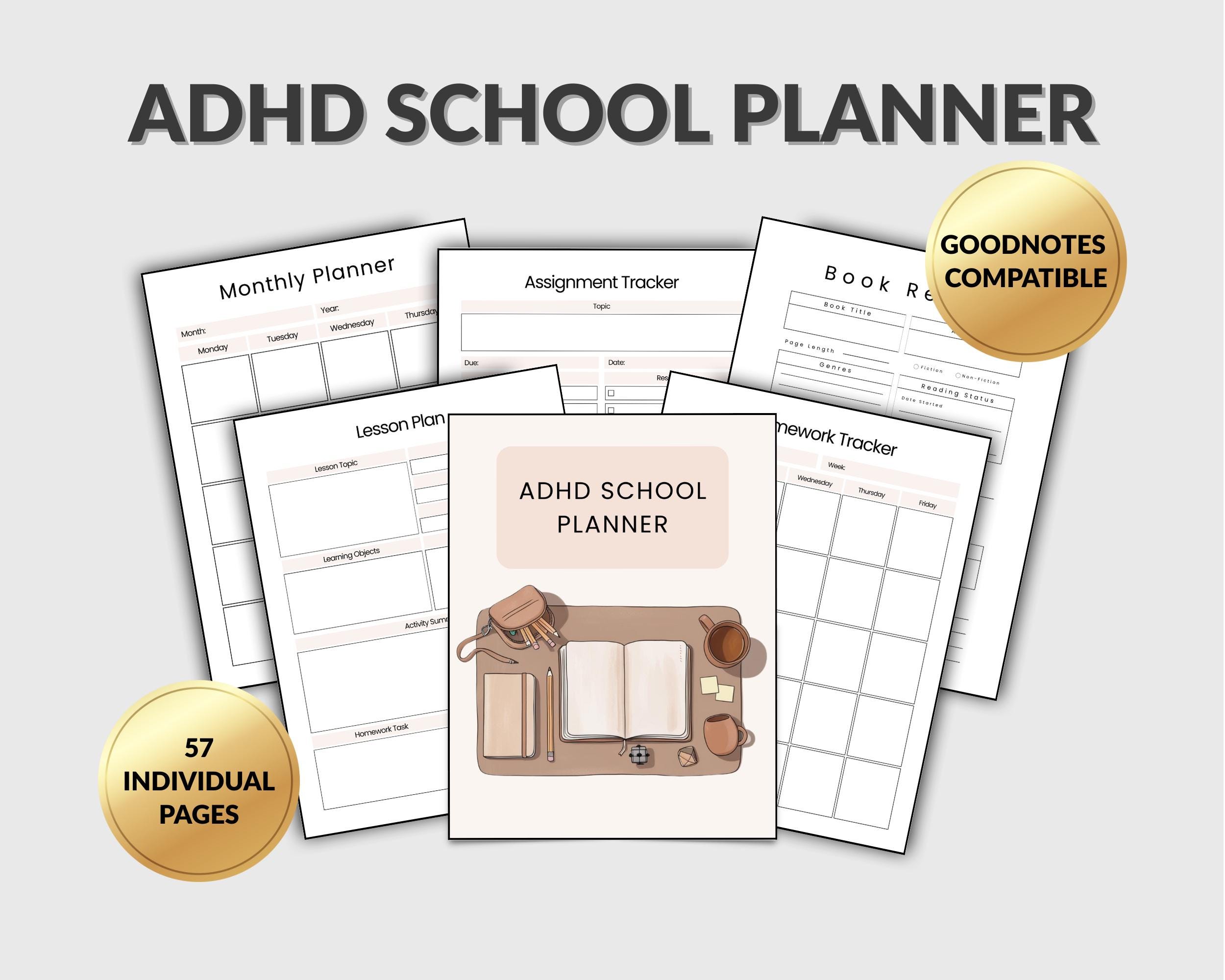 ADHD School Planner Printable Student Planner Daily Weekly Monthly ...