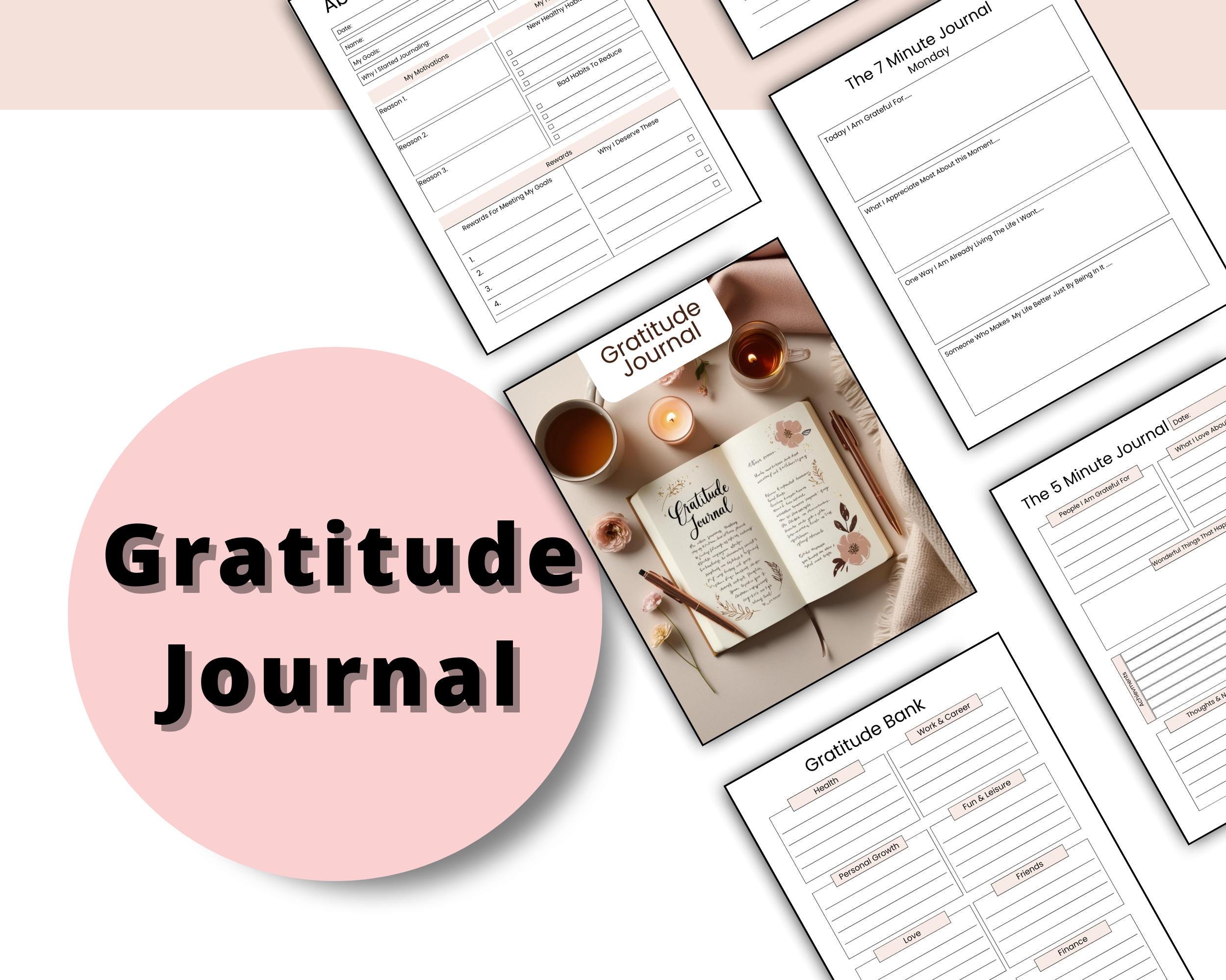 Gratitude Journal Printable PDF Daily Weekly Monthly Gratitude Planner ...