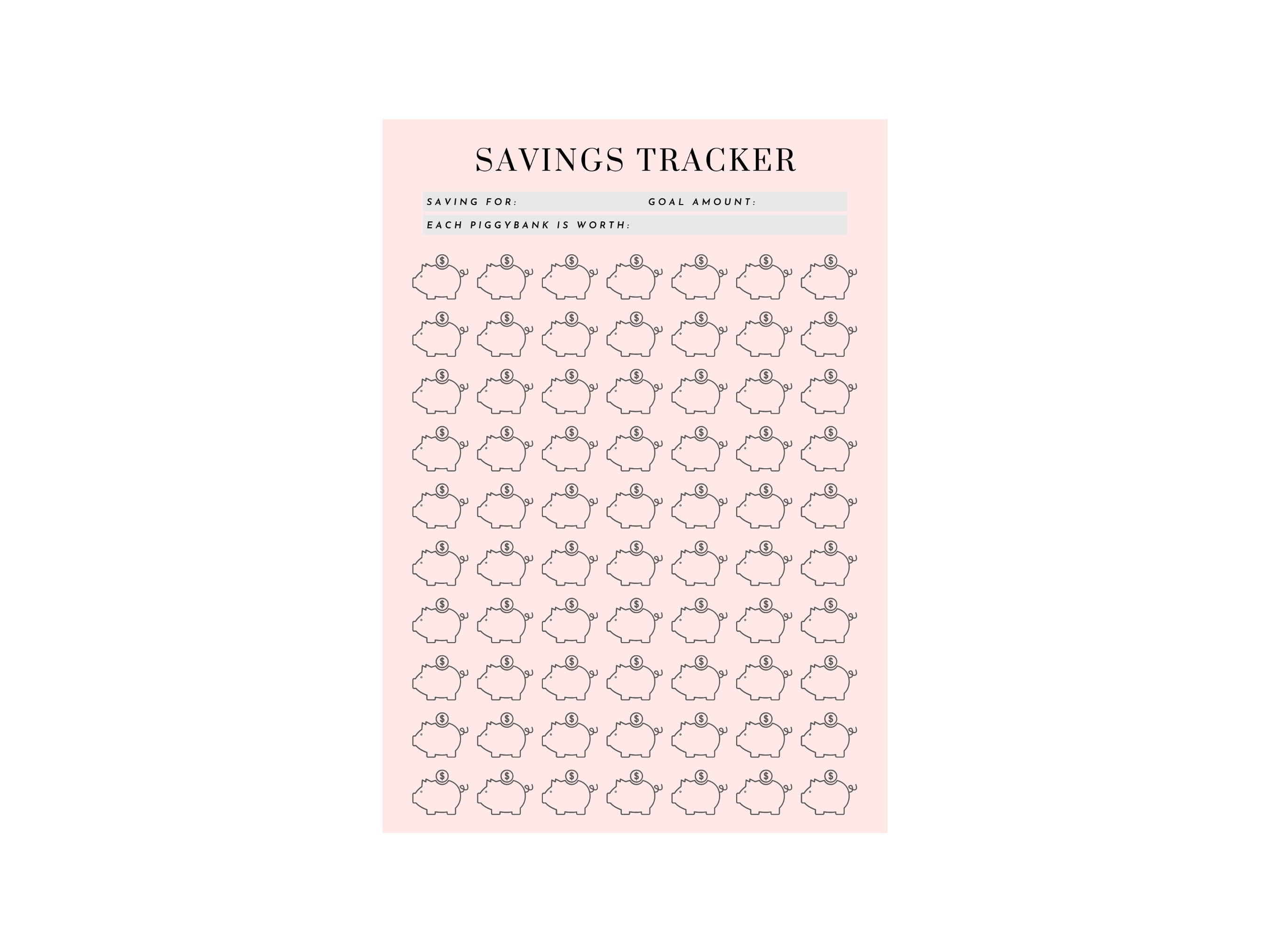 Savings Tracker Printable Colour in Fun Tracker Piggy Bank Table ...