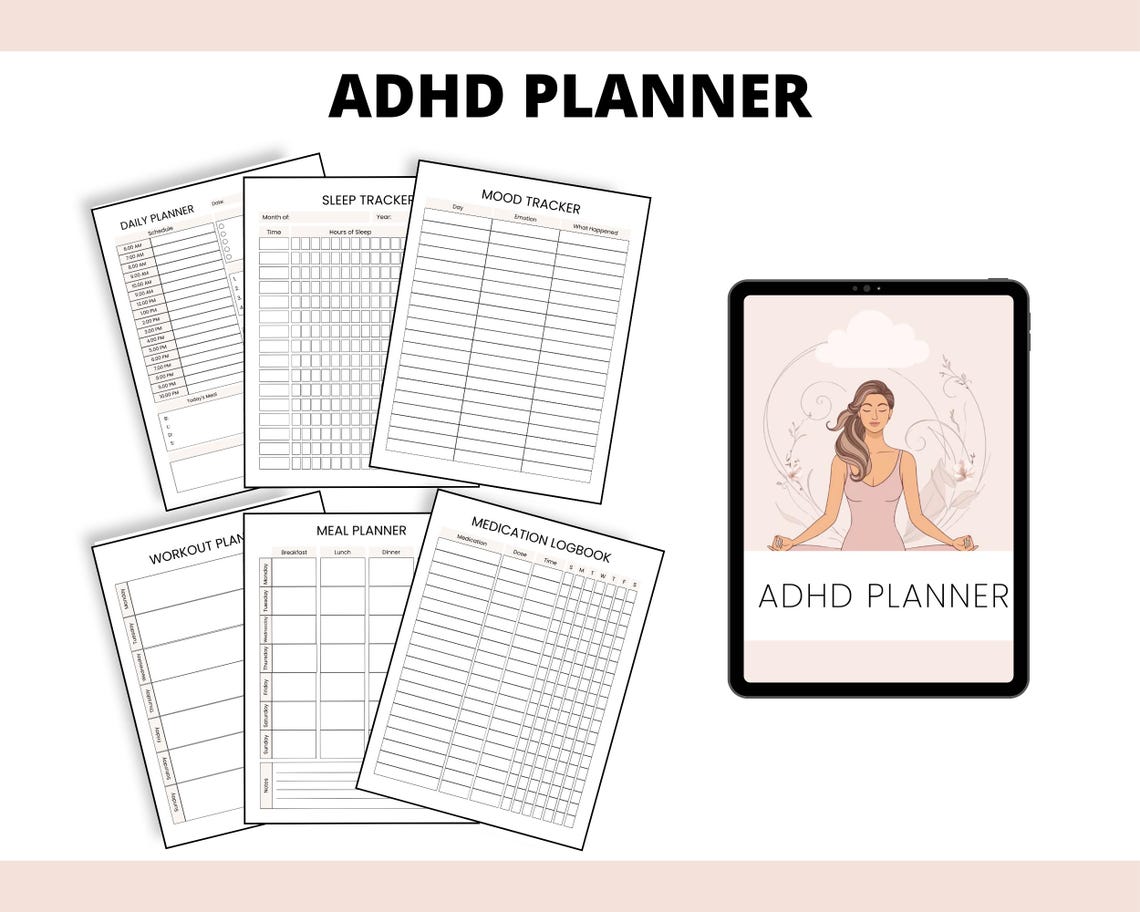 ADHD Planner Printable Undated Daily Weekly Monthly Checklists PDF ...
