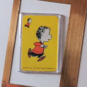 Linus Van Pelt, Fridge Magnet ~ Genuine vintage playing card, 1970s. Peanuts Gang - Lucy&#39;s brother, Charlie Brown&#39;s friend, Schulz, Snoopy