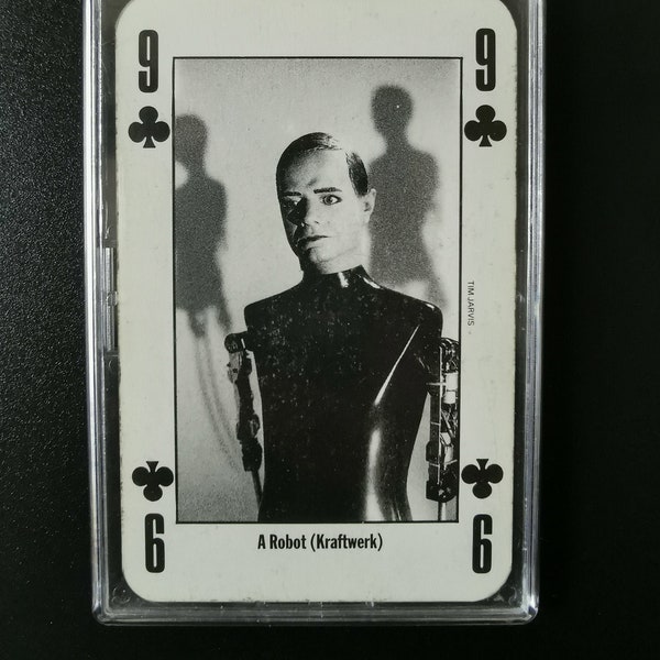 Fridge magnet ~ Kraftwerk - a robot~ Genuine playing card, from NME's 1991 deck 'Leader Of The Pack' ~ rare, fun fan gift! Ralf Florian Karl