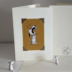 Crying Snoopy Handmade greetings/birthday card. Genuine vintage playing card, 1970s. Bawling shouting dog! Charlie Brown Peanuts Gang Schulz