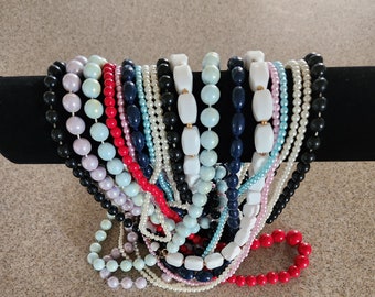 Vintage Plastic Bead Necklaces, Jewelry