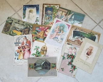 Antique Christmas Postcards/ Vintage Christmas Postcards/ Collectibles/ 1900's