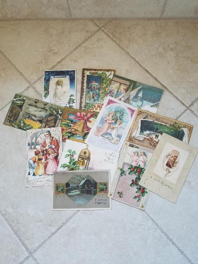 Antique Christmas Postcards/ Vintage Christmas Postcards/ Collectibles/ 1900's image 1