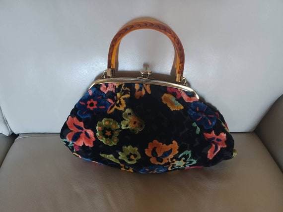 Floral Vintage Purse, handbag, clutch. Quilted, T… - image 1