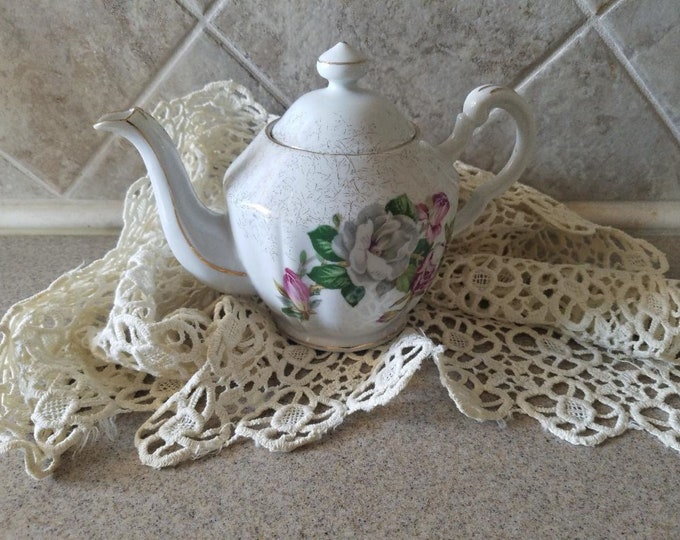 Norcrest Fine China Teapot K151 Vintage Teapot Pink Flowers Gold