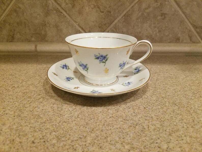 Noritake China Cup and Saucer Japan Blue Flowers Etsy Canada