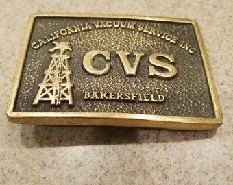 CVS California Vacuum Service Inc/ Bakersfield Belt buckle/ Solid Brass