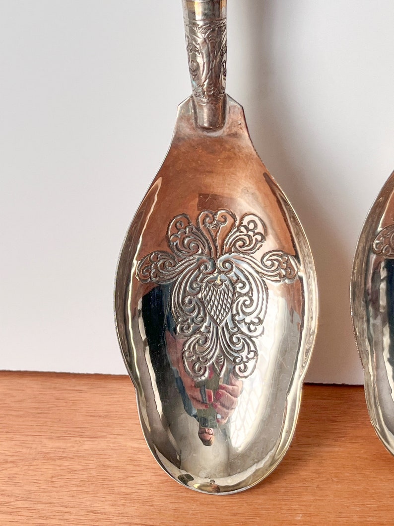 Pair of Silverplate and Wood Middle Eastern Style Serving Utensils image 3