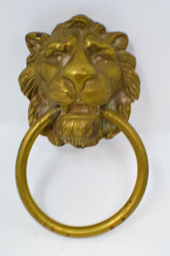 Vintage Large Lion Head Brass Finish Pull 