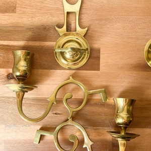 Pair of Solid Brass Vintage Wall Sconces. Two Arm Candle Gold Sconces. Vintage Brass Wall Decor. image 10