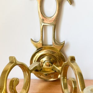 Pair of Solid Brass Vintage Wall Sconces. Two Arm Candle Gold Sconces. Vintage Brass Wall Decor. image 2