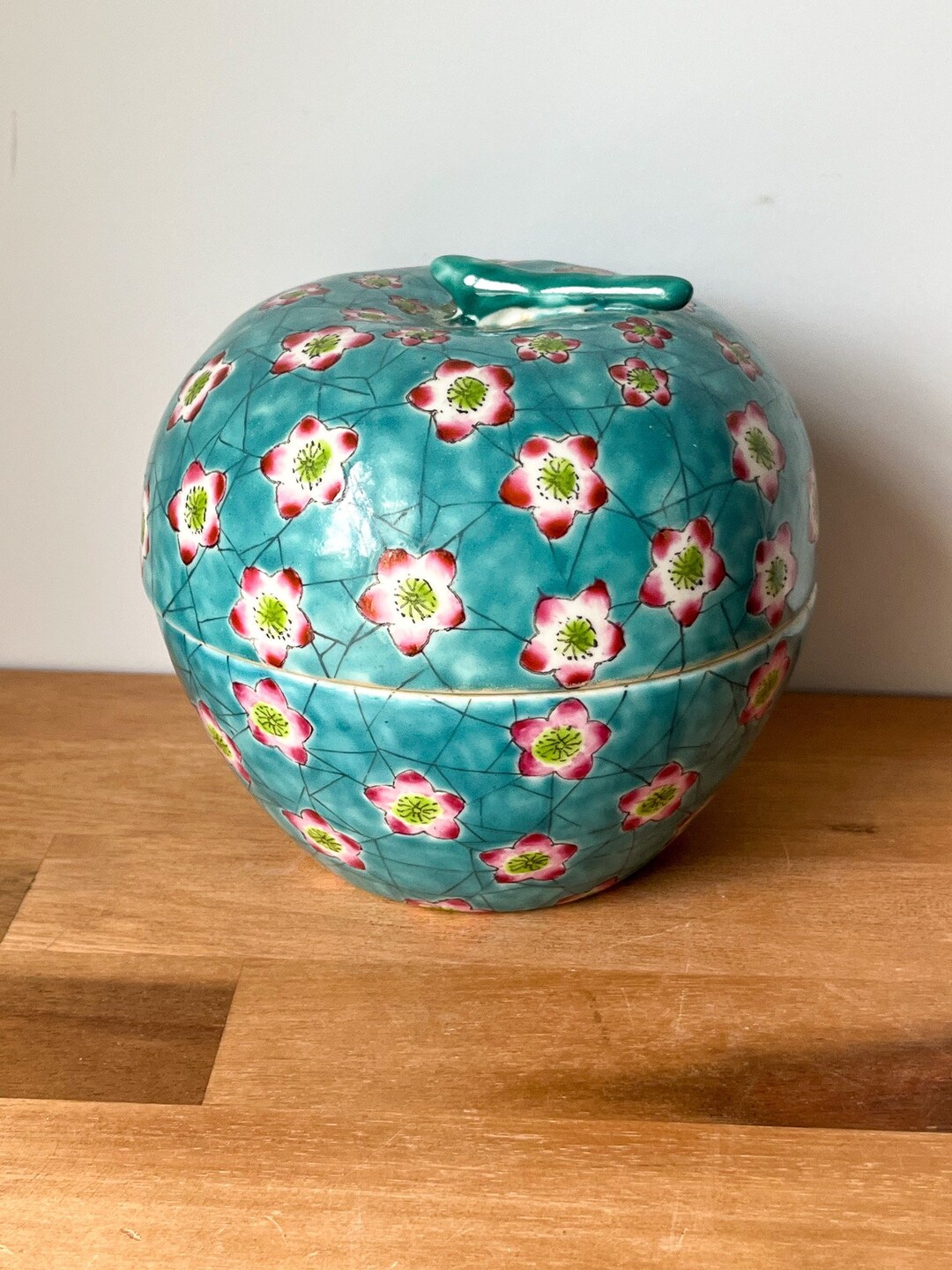 Large Vintage Ceramic Trinket Box. Turquoise Asian Decorative Etsy