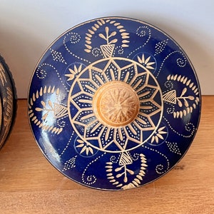 Hand Carved Wooden Floral Blue Lidded Box. Round Mexican Carved Wooden Trinket Box. image 7