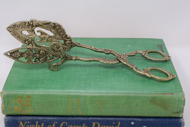 Pair of Silverplated Ornate Serving Tongs