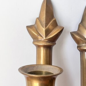 Pair of Petite Brass Arrow and Rope Tassel Wall Sconces. Vintage Brass Wall Decor. Pair of Matching Candle Sconces for Wall. image 3